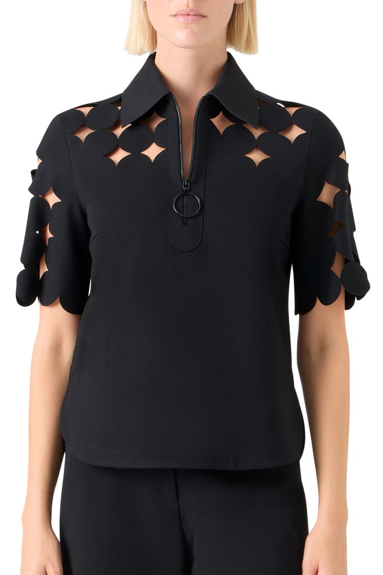 Dot Cutout Top, Main, color, BLACK