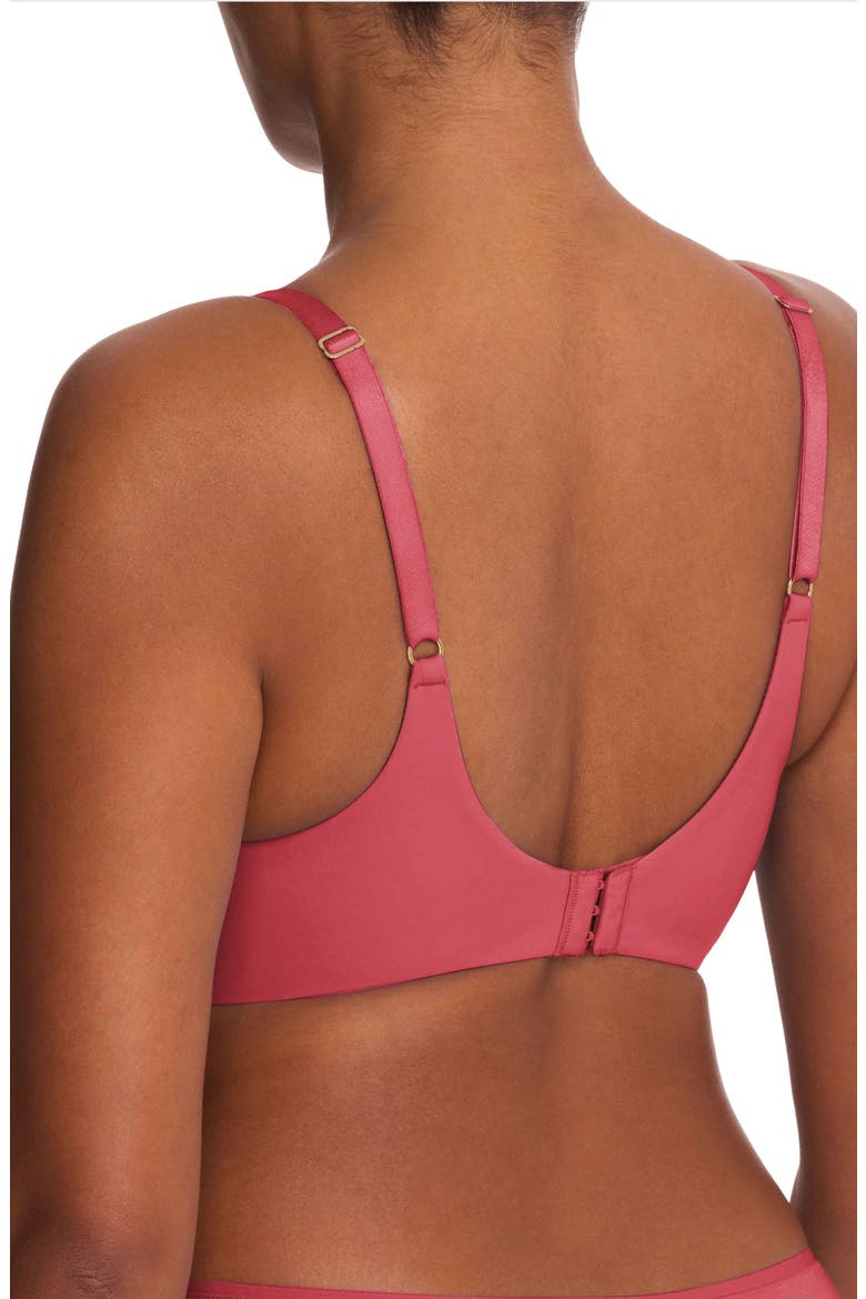 Love Lace Back Smoothing Plunge T-Shirt Bra, Alternate, color, VINTAGE CHERRY/ BUFF