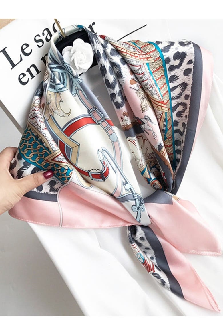 SILKSILKY Pure Mulberry Silk Printed Square Shawl Scarf (Women