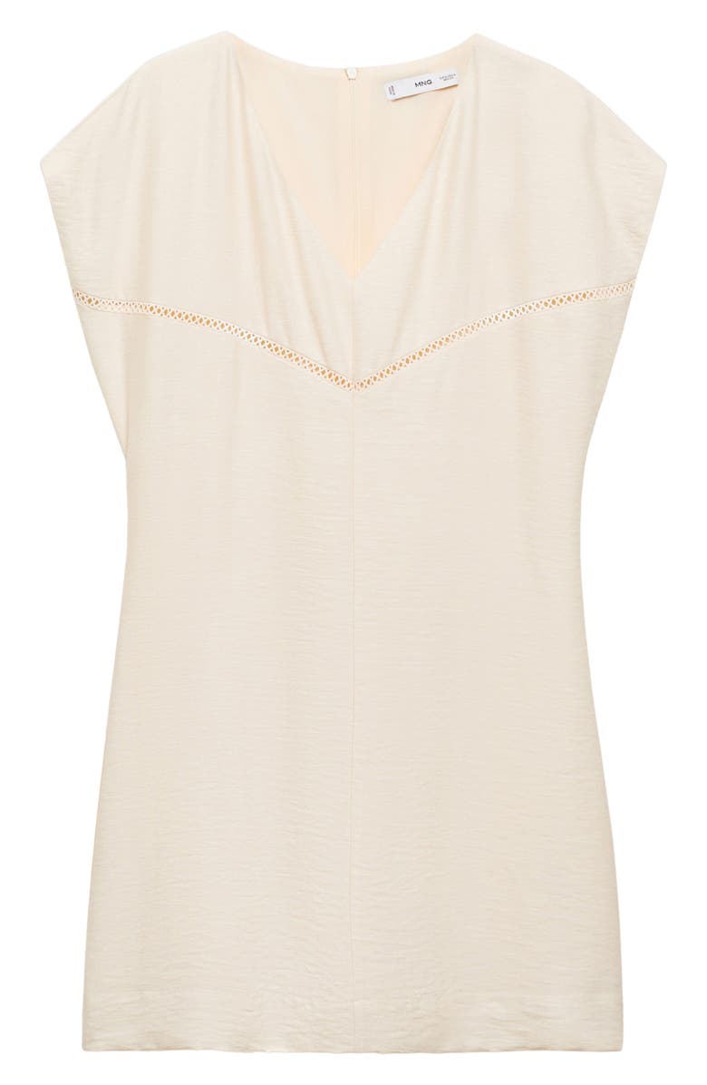 MANGO Lace Trim Dress, Alternate, color, Ecru