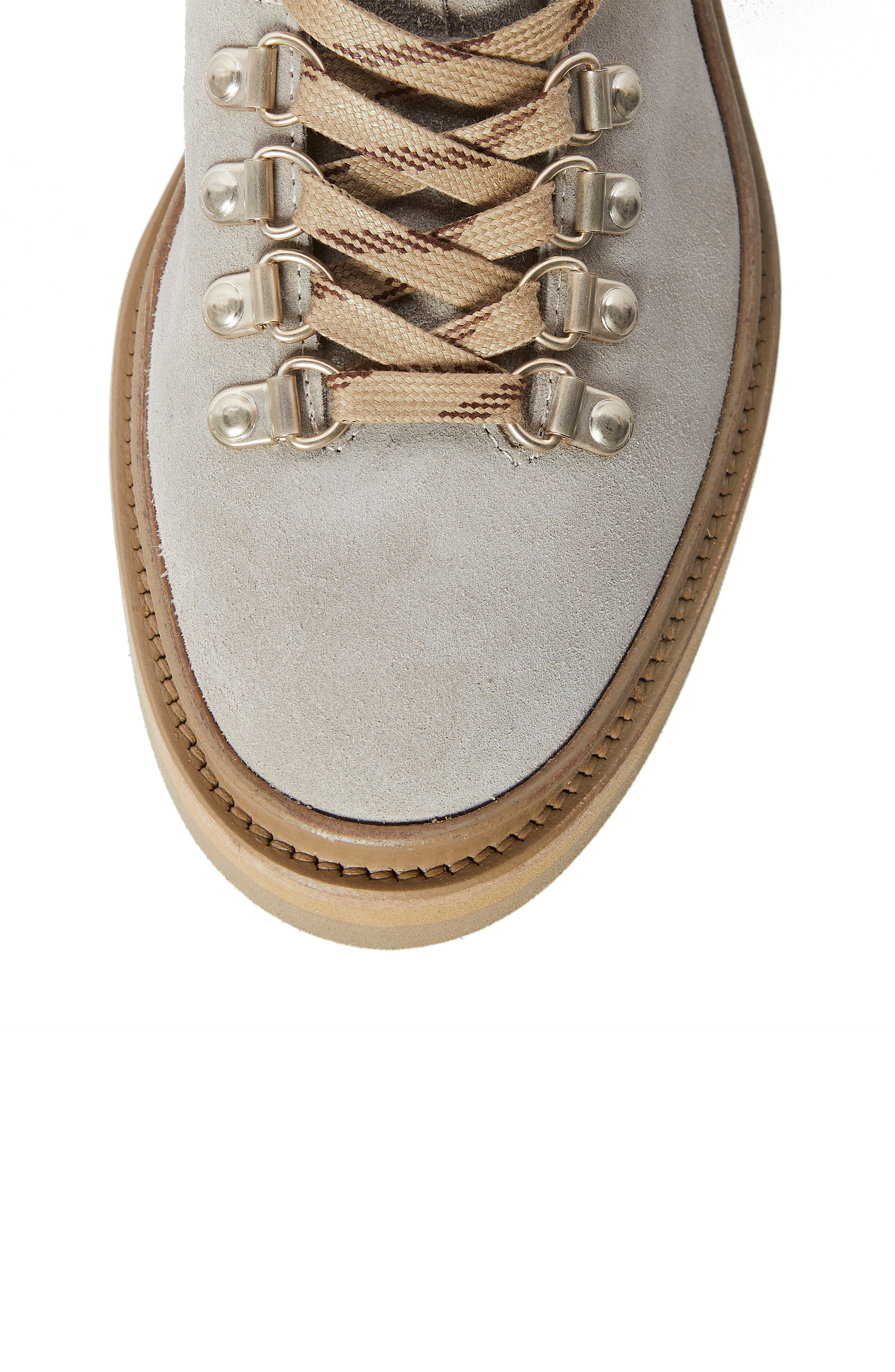 Wanda Genuine Shearling Lug Sole Combat Boot, Alternate, color, STONE