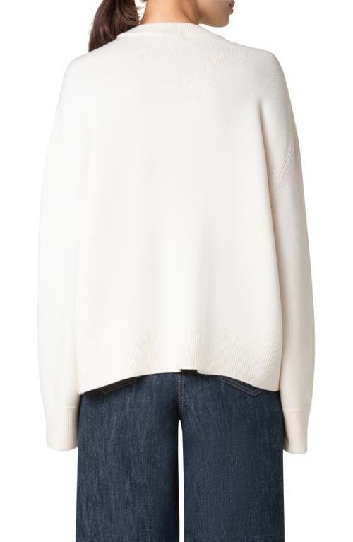 Akris Punto Sailor Convertible Sleeve Virgin Wool Rib Sweater In Cream