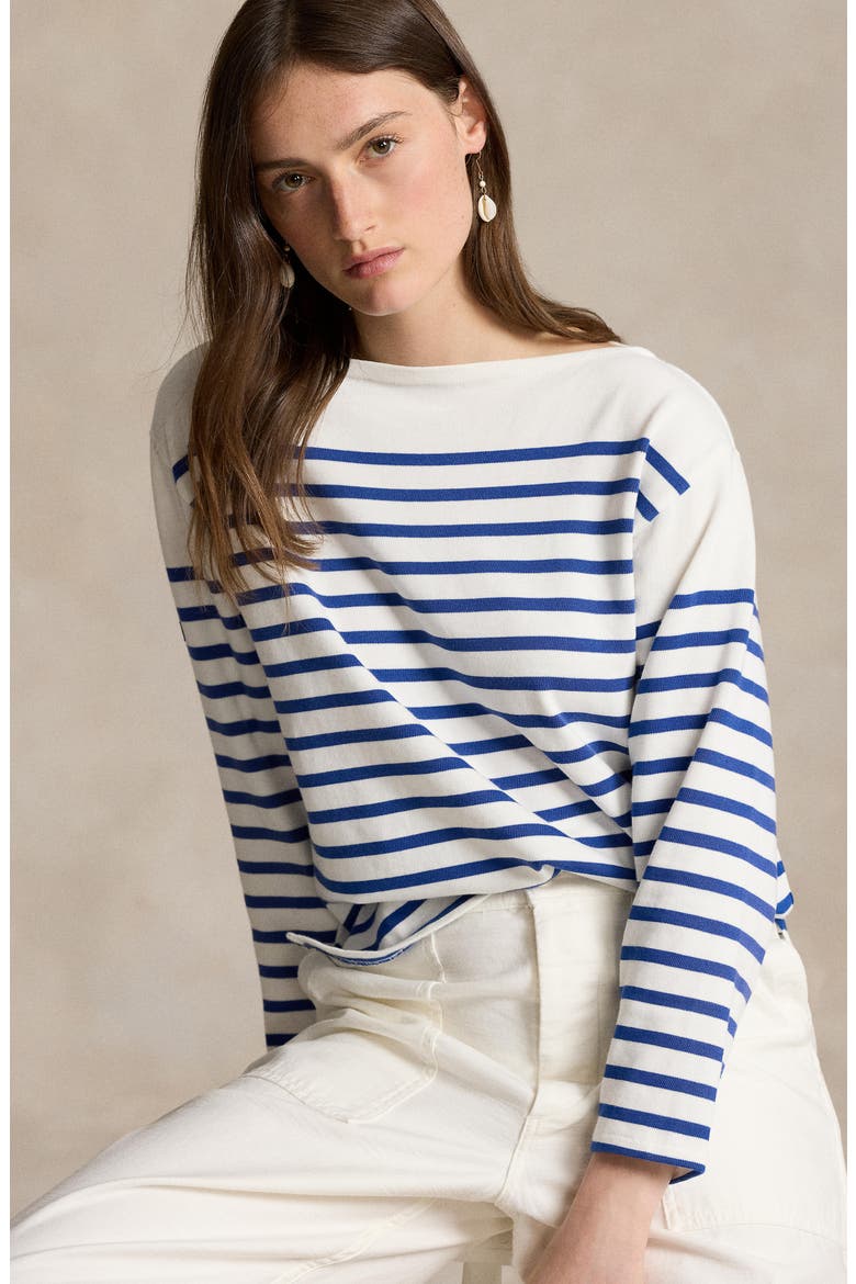 Stripe Mariner Cotton T-Shirt, Alternate, color, DECKWASH WHITE/ BRILL SAPPHIRE