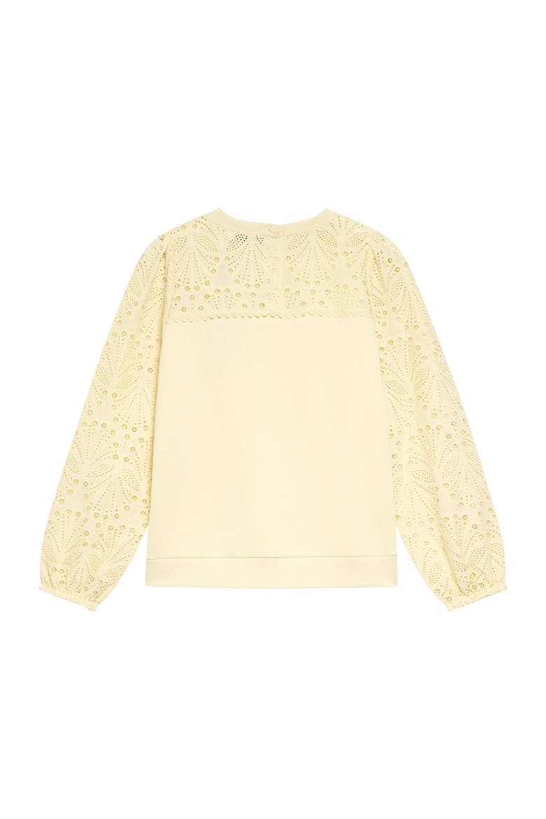 Cotton Blend Broderie Sweatshirt, Alternate, color, Yellow
