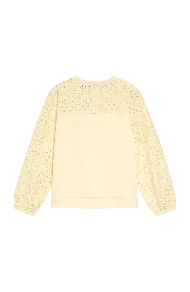 MINT VELVET Cotton Blend Broderie Sweatshirt, Alternate, color, Yellow