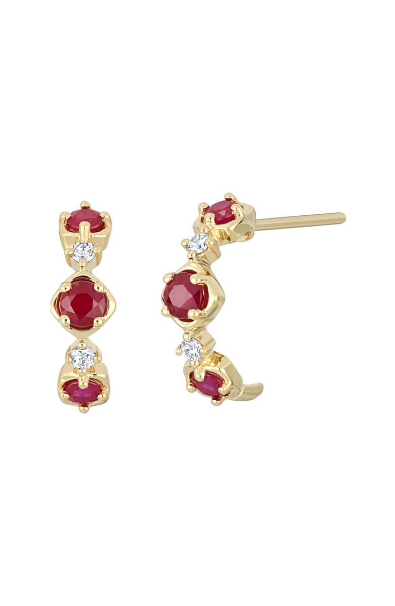 Bony Levy El Mar Ruby & Diamond Hoop Earrings, Main, color, 18K Yellow Gold