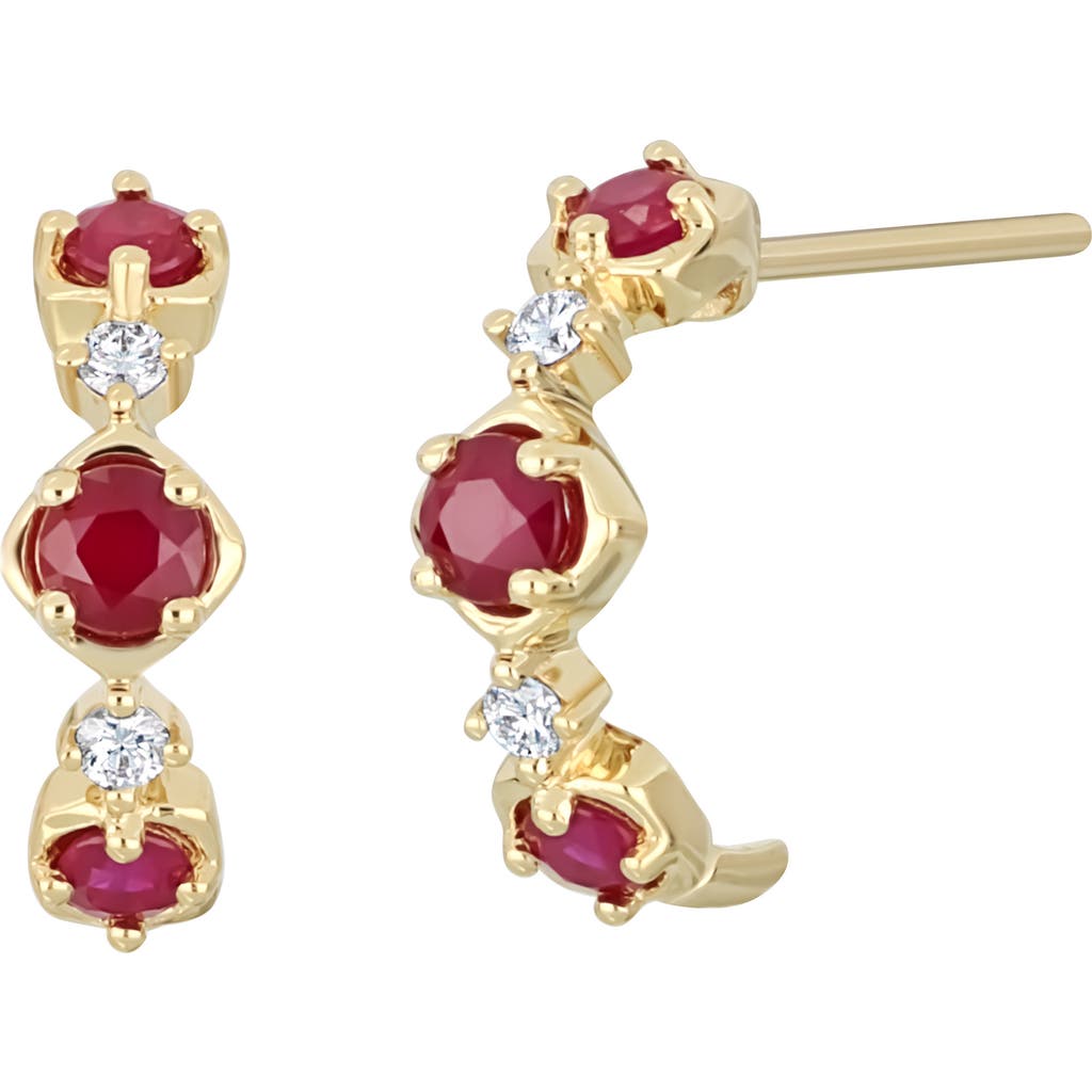 Bony Levy El Mar Ruby & Diamond Hoop Earrings In Red