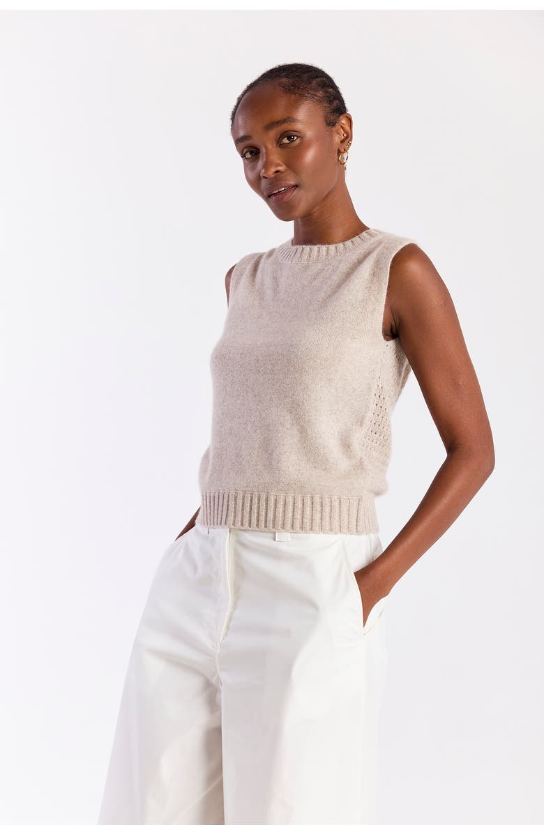 Brodie Pure Cashmere 100% Cashmere Crew Neck Tank, Alternate, color, Wheat