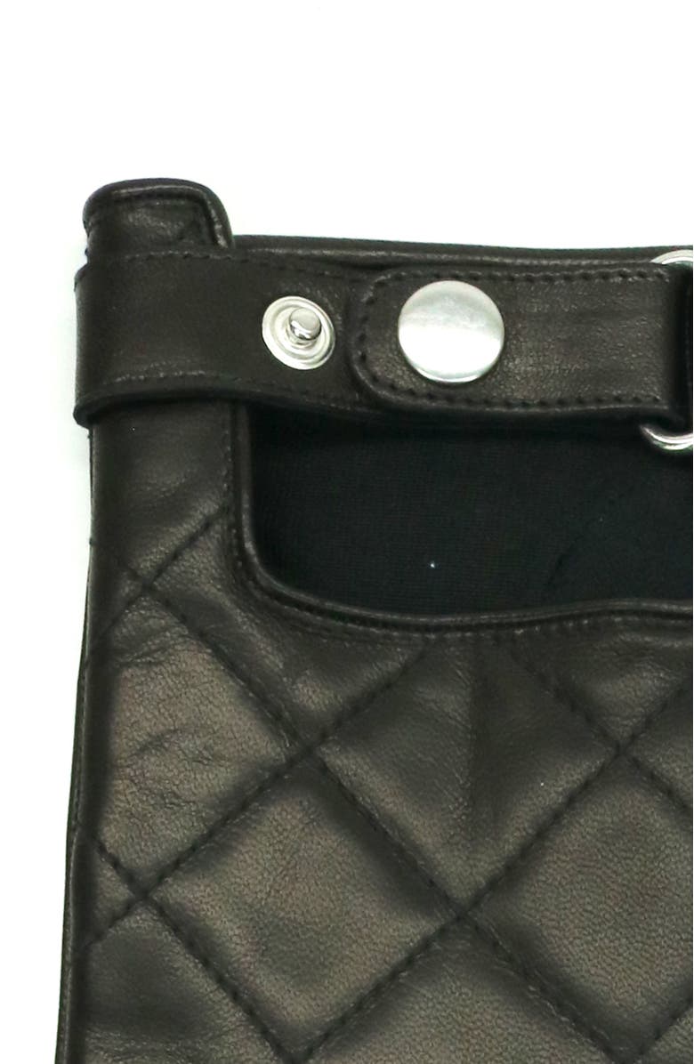 Portolano Quilted leather gloves with belt, Alternate, color, Black