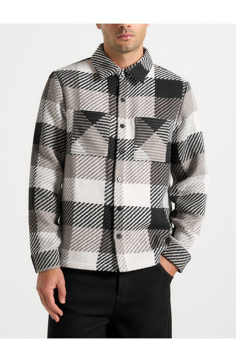 Manière De Voir Rune Unisex Check Overshirt, Alternate, color, Black