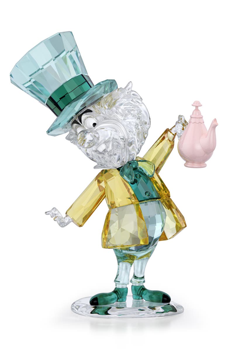 Swarovski x Disney<sup
®</sup
Alice in Wonderland The Mad Hatter Figurine, Main, color, Teal Multi
