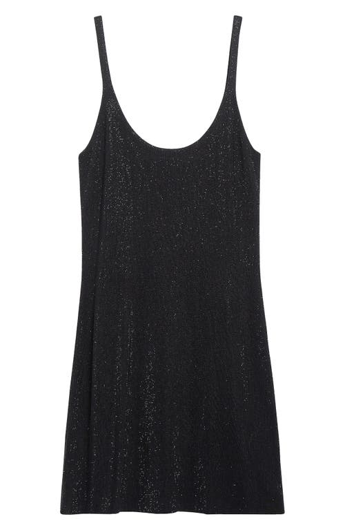 Alexander Wang Hotfix Crystal Wool Tank Minidress In Black