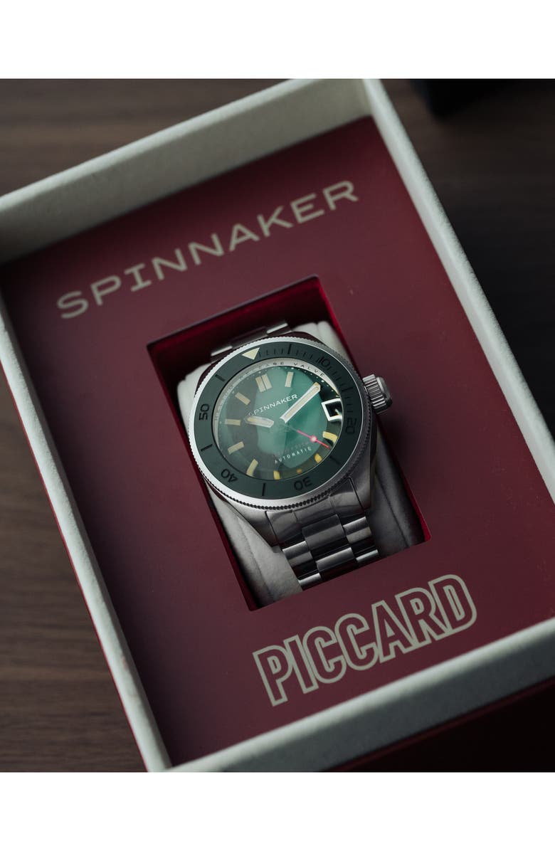 SPINNAKER Piccard Automatic Bracelet Watch, 45mm, Alternate, color, Green