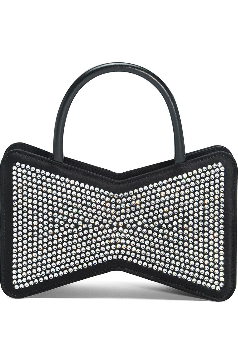 Mach & Mach Bow Crystal Embellished Satin Top Handle Bag, Main, color,