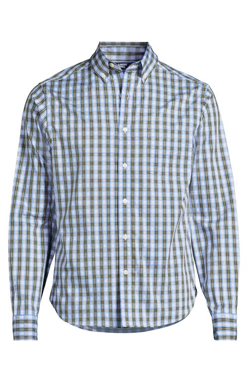 Lands' End Traditional Fit Long Sleeve Travel Kit Shirt In Blue