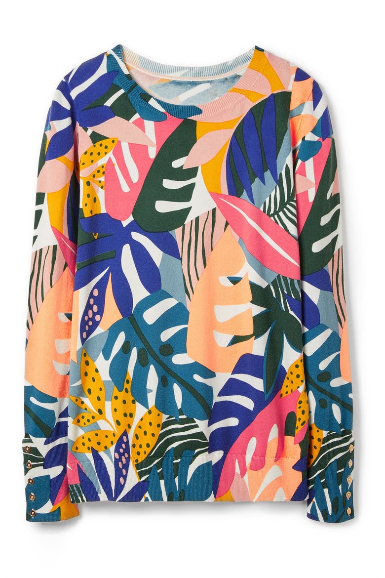 Eldon Sweater, Alternate, color, IVORY/LEAFY TROPICS