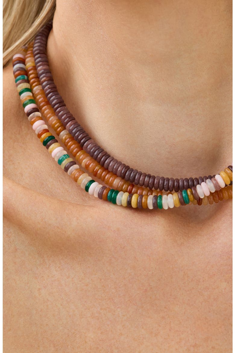 Amber Aventurine Rondelle Necklace, Alternate, color, 14K YELLOW GOLD/ AMBER