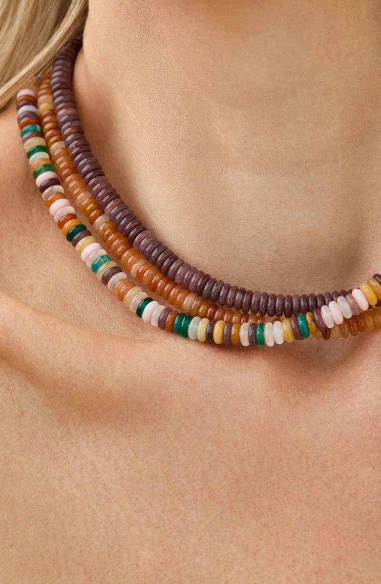 EF Collection Amber Aventurine Rondelle Necklace, Alternate, color,