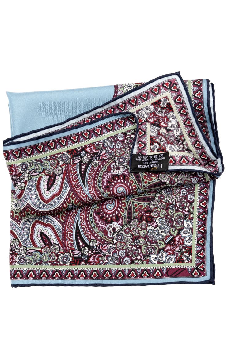Perugia - Silk Pocket Square for Men, Alternate, color, Blue and Burgundy