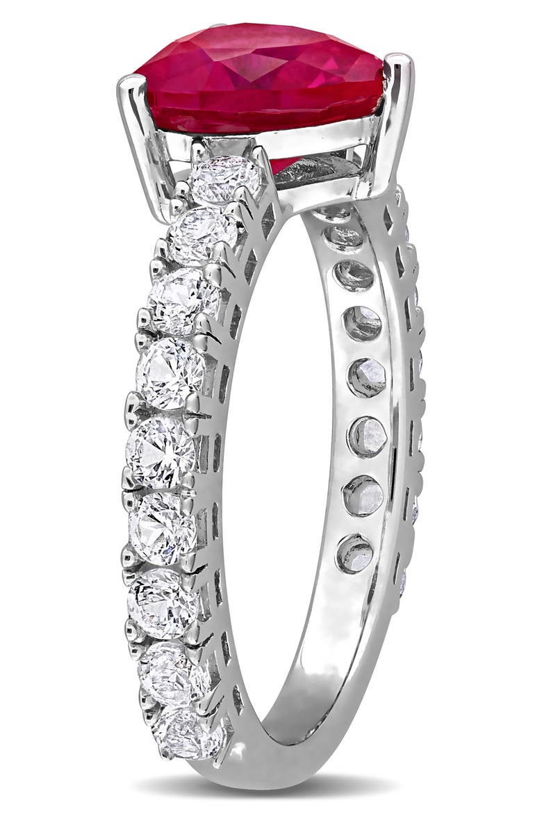 Sterling Silver Lab Grown White Sapphire & Ruby Heart Ring, Alternate, color, RED