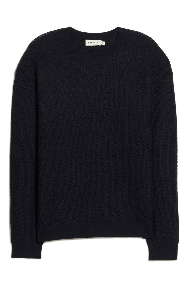 Ribbed Wool Crewneck Sweater, Main, color, DARK NAVY