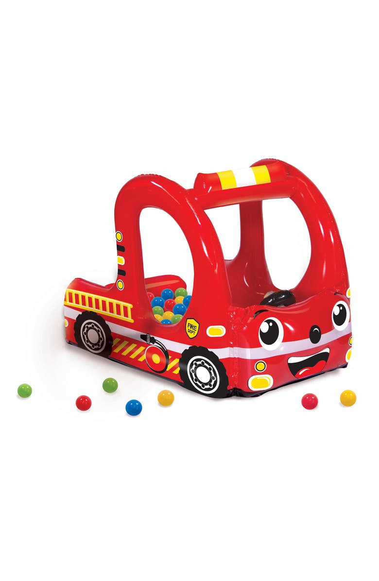 Banzai Rescue Fire Truck Play Center Inflatable Ball Pit Includes 20 Balls, Main, color, Multicolored