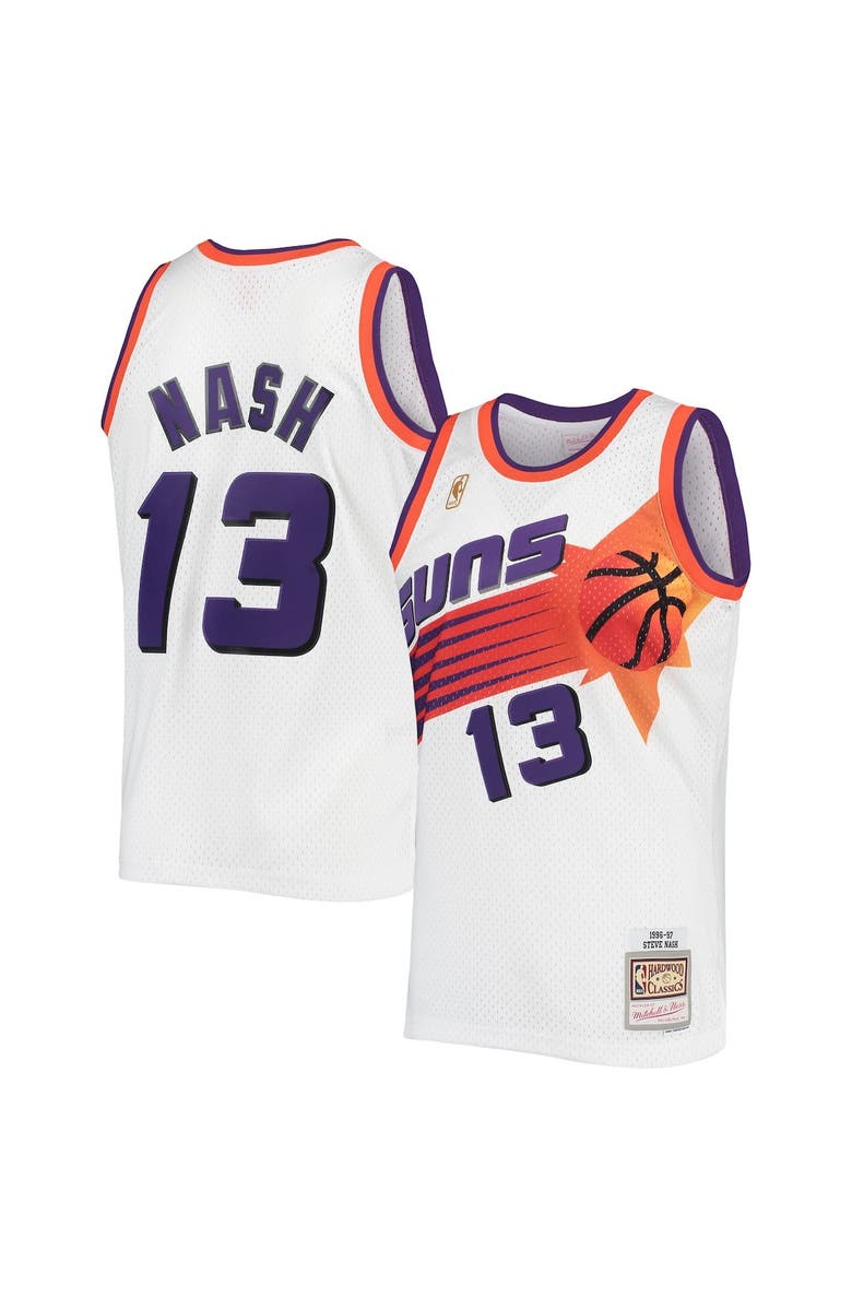 Mitchell & Ness Men's Mitchell & Ness Steve Nash White Phoenix Suns 2001/02 Hardwood Classics Swingman Jersey, Alternate, color, White