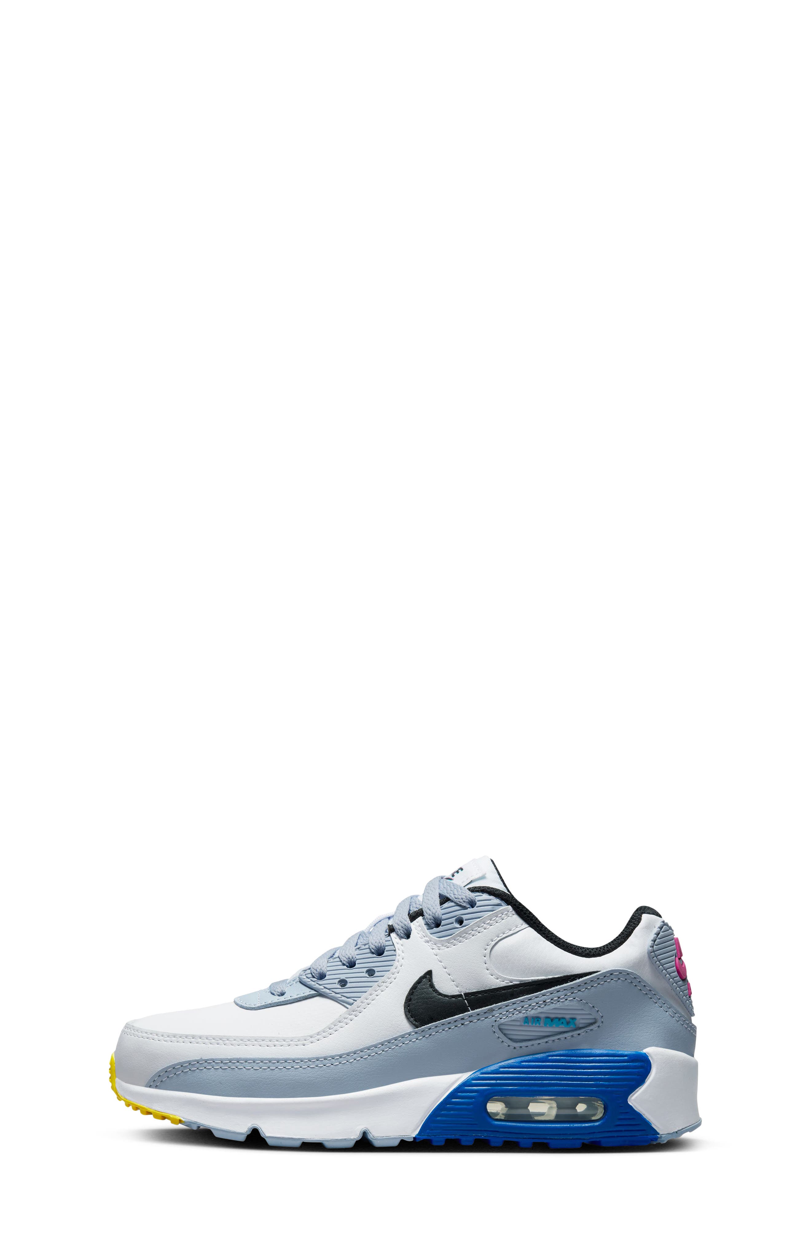 Kids' Air Max 90 LTR Sneaker, Alternate, color, WHITE/ BLACK/ BLUE/ ROYAL