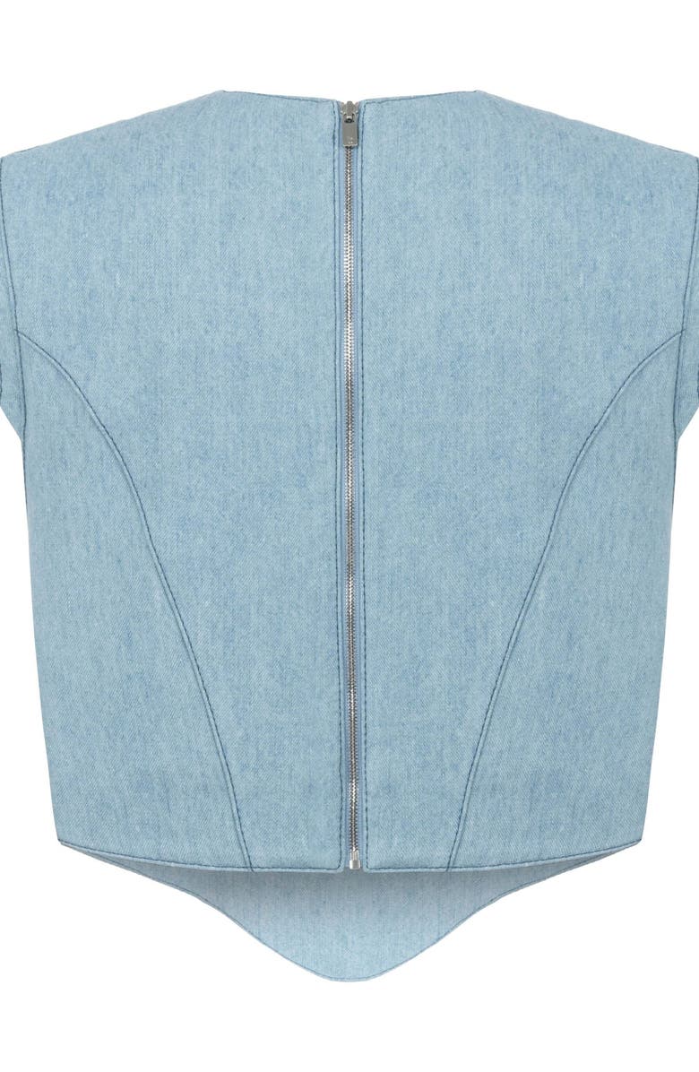 Jendue Women's Marvel V-Neck Denim Top - Stylish Women's Jean Blouse, Alternate, color, Ever Blue