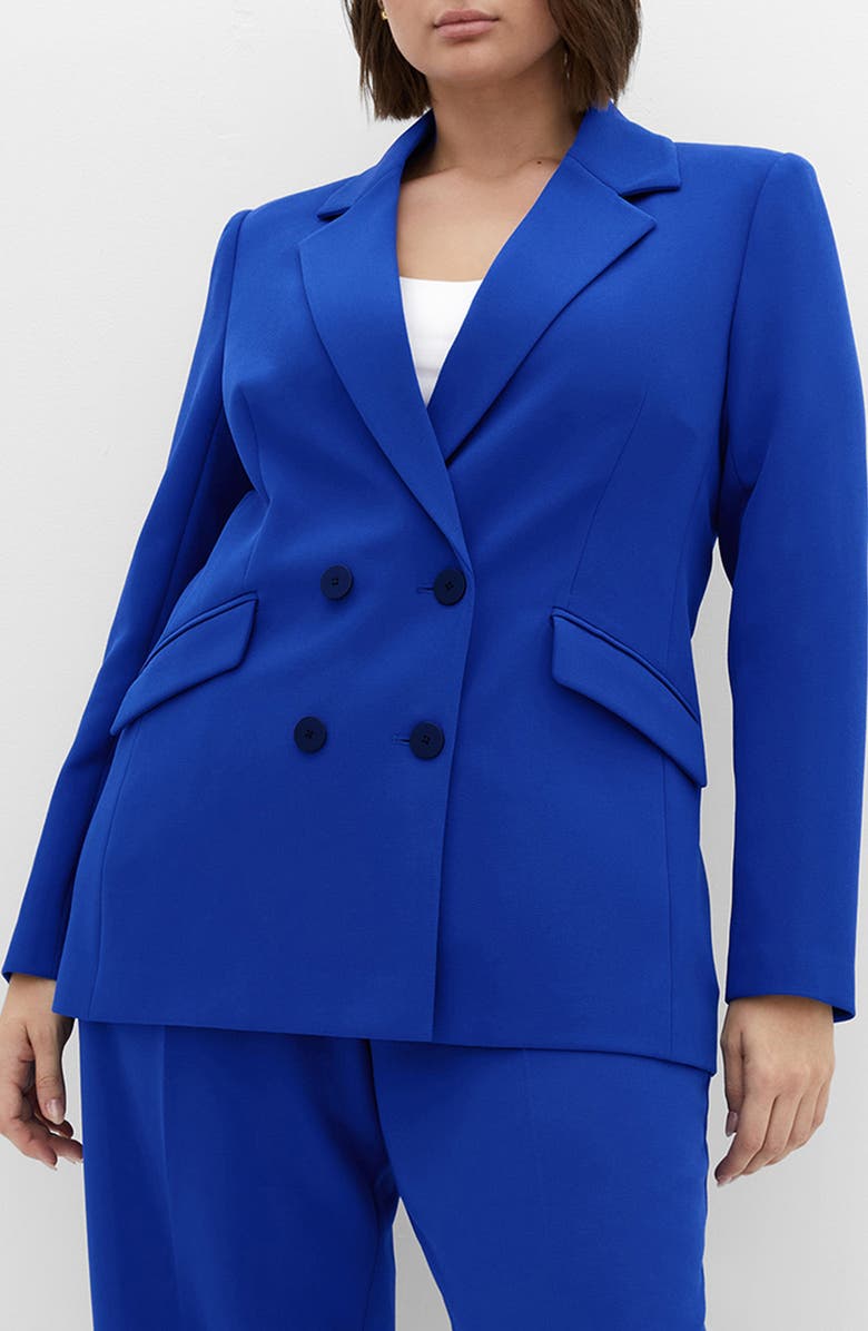 City Chic Alexis Oversize Double Breasted Blazer, Main, color, Cobalt