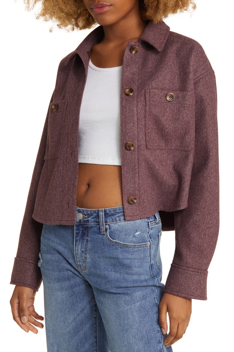 Crop Shacket, Alternate, color, BURGUNDY SASS