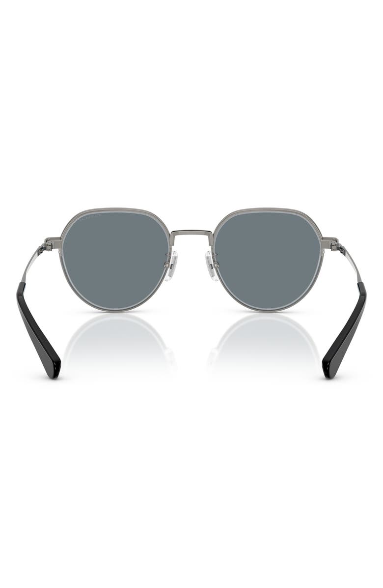 COACH 52mm Irregular Round Sunglasses, Alternate, color, Shiny Gunmetal / Grey Solid