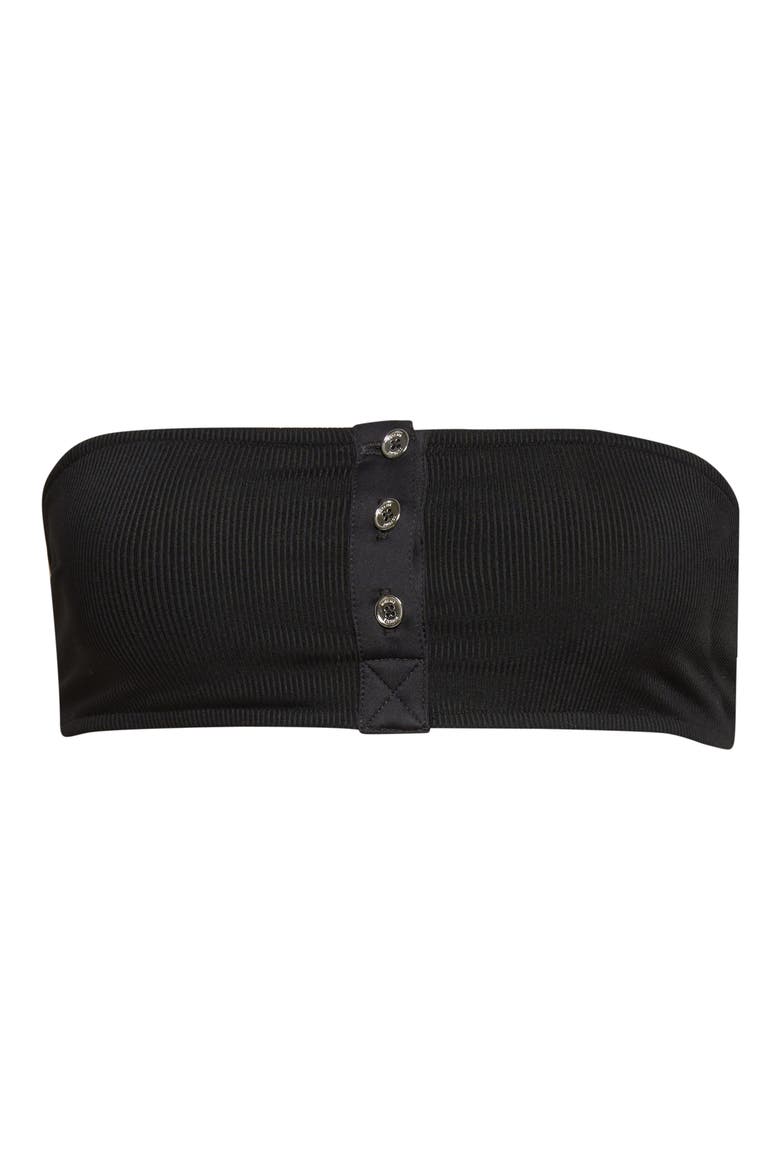 Strapless Rib Bikini Top, Alternate, color, BLACK