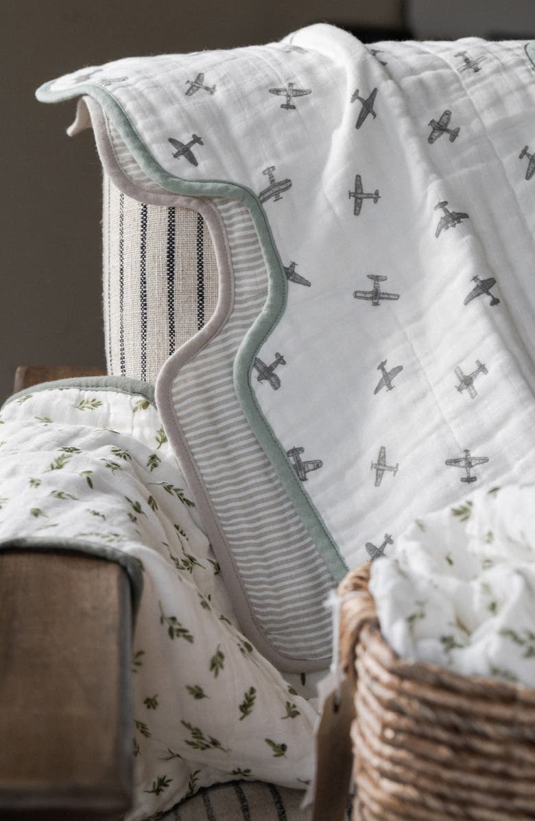 little unicorn Organic Cotton Muslin Burp Cloth, Alternate, color, Pewter Planes