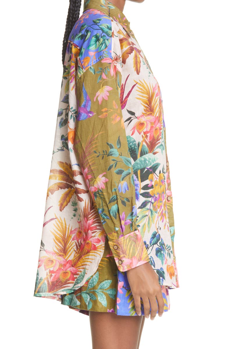 Zimmermann Tropicana Floral Patchwork Cotton Voile Shirt, Alternate, color, 