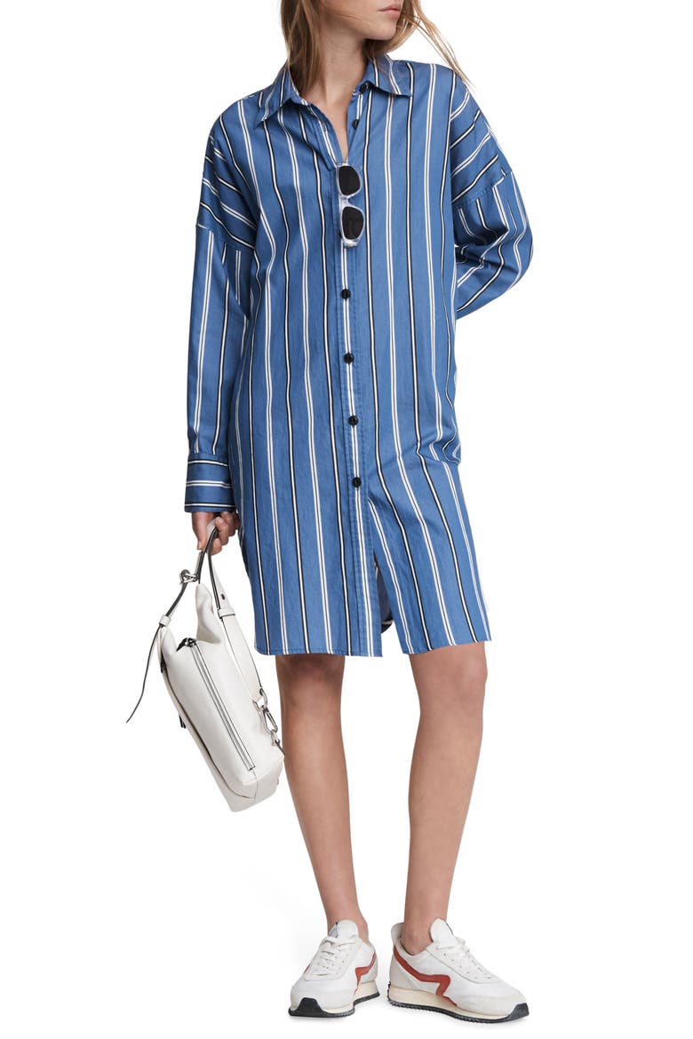 Sandra Stripe Shirtdress, Main, color, BLUE STRIPE