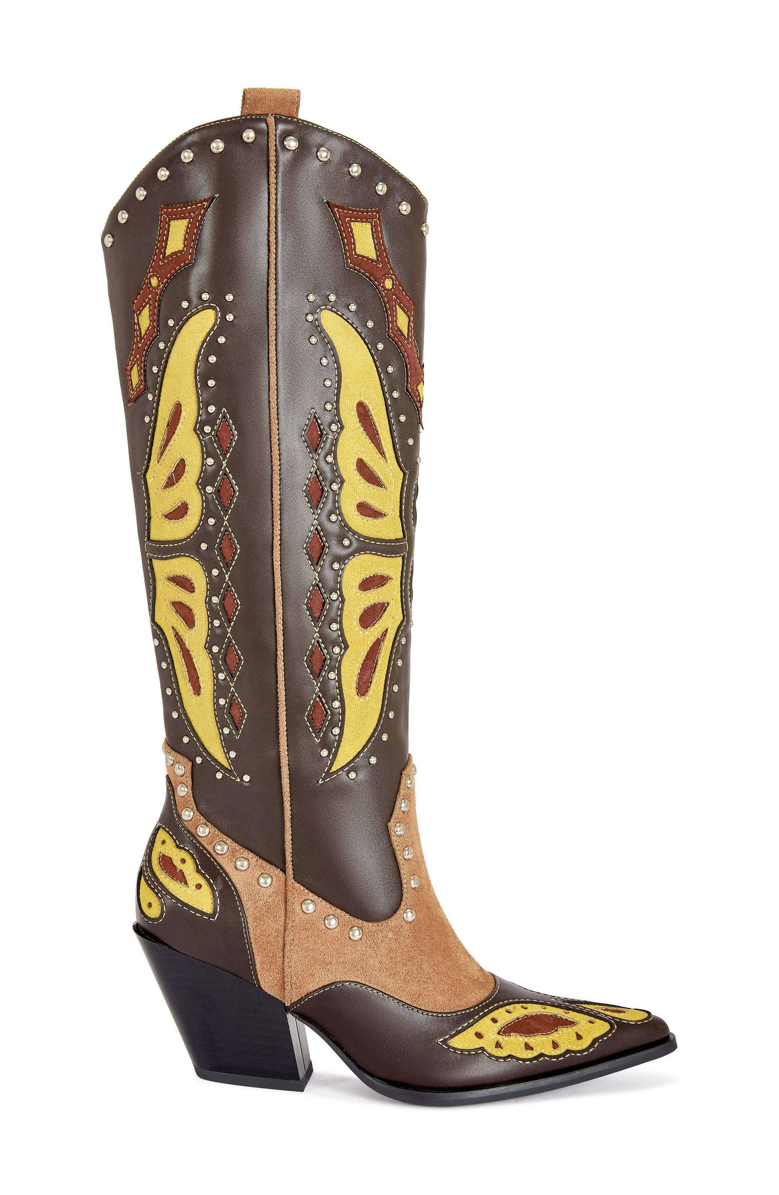 AZALEA WANG Flutter Knee High Western Boot, Alternate, color, 