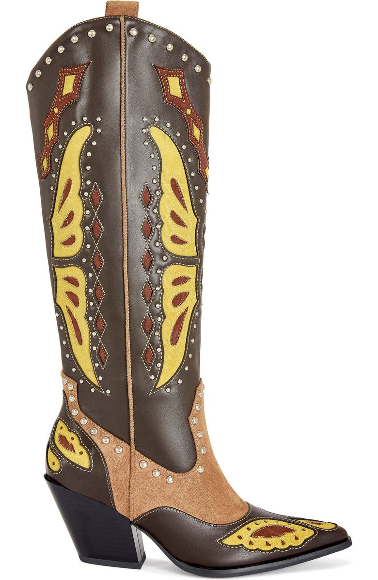 AZALEA WANG Flutter Knee High Western Boot, Alternate, color,