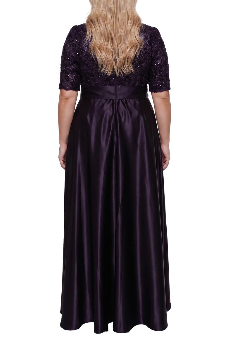 Sequin Soutache Bodice Empire Waist A-Line Gown, Alternate, color, DEEP PLUM