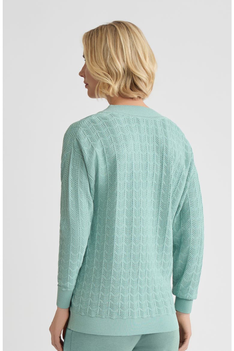 Relaxed Pointelle Soft Knit Sweater, Alternate, color, Mystic Green
