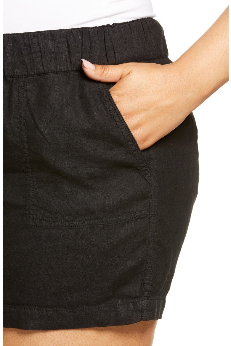 Linen Shorts, Alternate, color, BLACK
