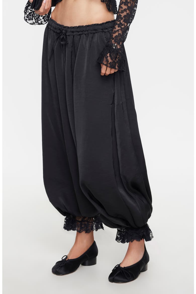 Kiss & Tell Bubble Hem Pants, Alternate, color, NOIR