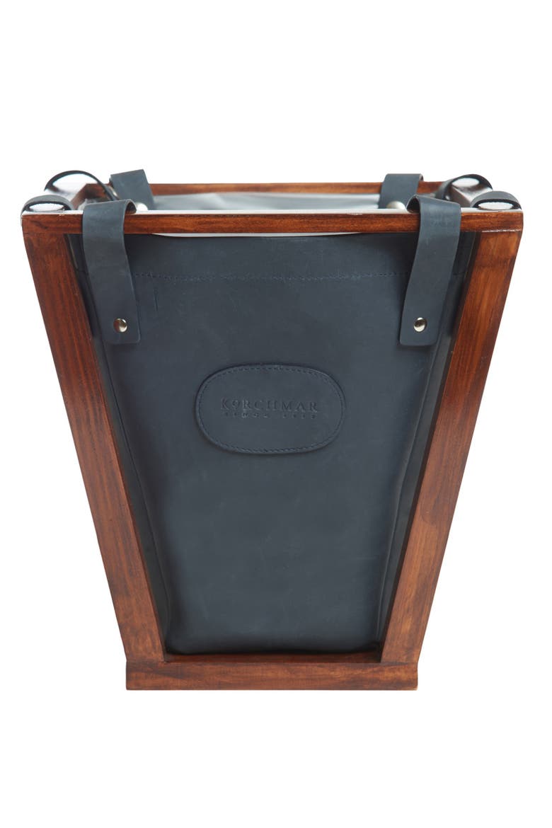 Winslow Leather Wastebasket, Alternate, color, Blue
