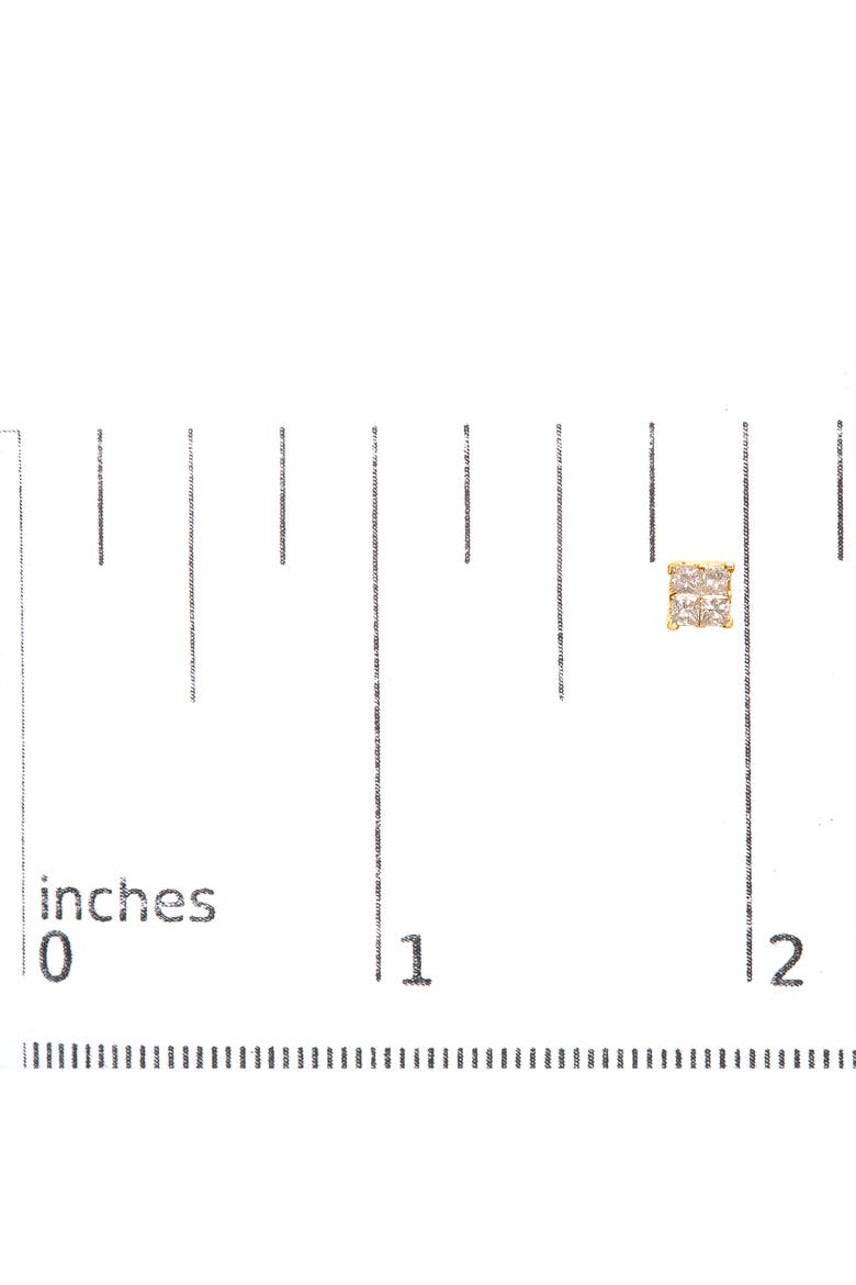 10K Yellow Gold 3/4 Ct Invisible Princess Composite Square Stud Earrings, Alternate, color, Yellow