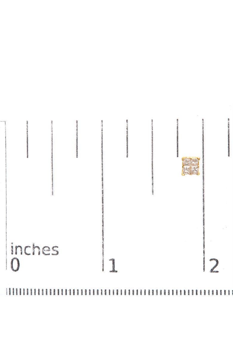 Haus of Brilliance 14K Yellow Gold 3/4 Ct Invisible Princess 4 Stone Square Stud Earrings, Alternate, color, Yellow