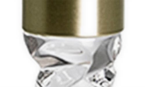 Orrefors Carat Set Of 2 Small Crystal & Brass Candlesticks In Brass