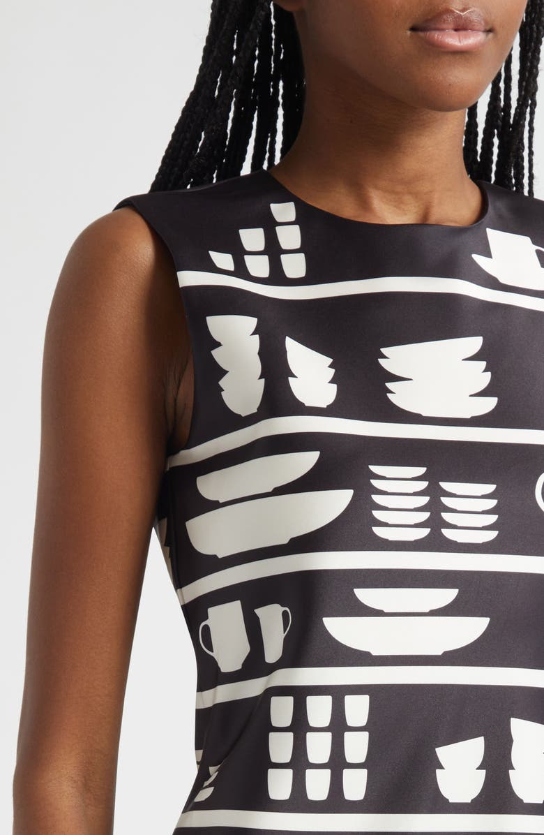 JW Anderson Crockery Print Shift Minidress, Alternate, color, 901 Black/ White