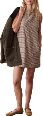 Marine Layer Izzy Check Moleskin Shift Minidress