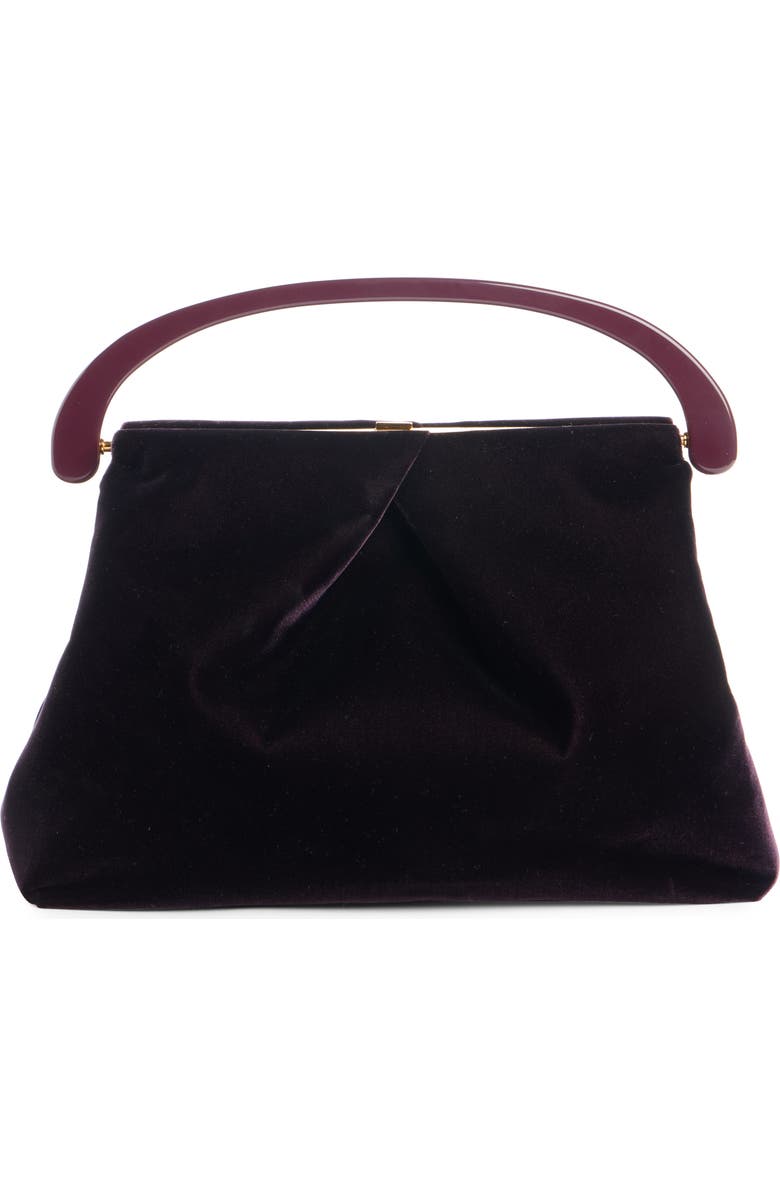 Dries Van Noten Folded Velvet Top Handle Bag, Main, color, Dark Purple 402
