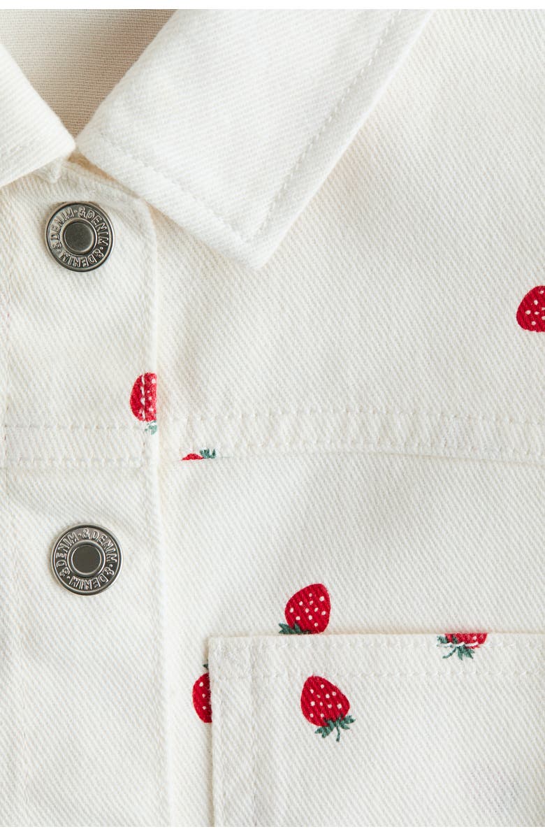 H&M Printed Twill Jacket, Alternate, color, White/Strawberries